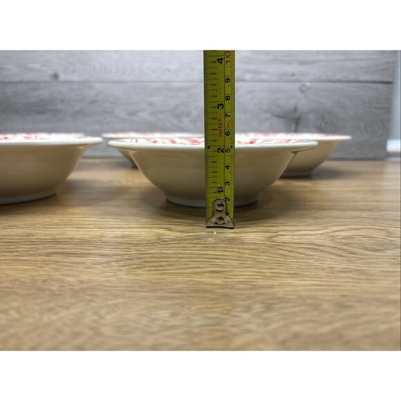 Le Comptoir de Famille Le Petit Déjeuner Red 7” Deep Bowls France Set of 5 - Picture 6 of 9